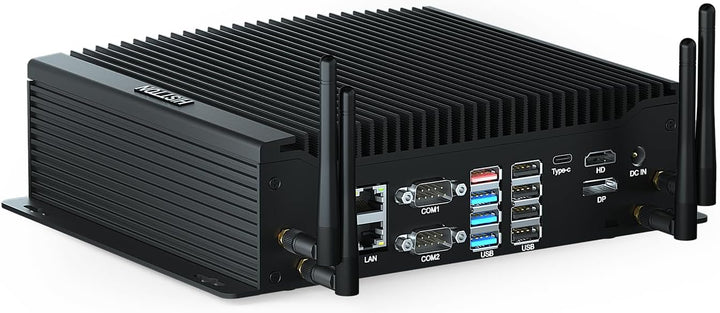 HISTTON Lüfterlos Mini PC Core i5-10210U, 16GB RAM 512GB M.2 SSD, Industrie PC mit 6 RS232 COM, HD+D
