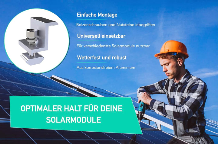 Endklemmen 35mm Endklemme Solar 12 St. Solarmodul Modulklemmen Photovoltaik Klemmen Solarpanel Randk