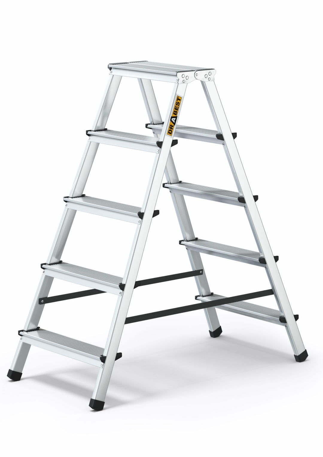 DRABEST Klappleiter Klapptritt Alu Leiter 2 x 5 Stufen Trittleiter Beidseitig Mehrzweckleiter bis 12