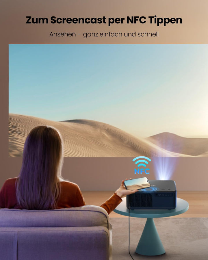 Beamer Eingebauter TV-Dongle mit NFC und Autofokus,Dolby Audio/Sound von JBL LED Beamer,WiFi6 Blueto