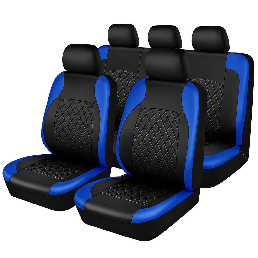 9 Stück Leder Autositzbezüge Sets,Wasserdichtes Sitzbezüge Auto Komplettset,Wasserdicht Vordersitze