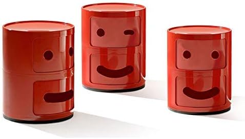 Kartell Componibili Container lächelnd, Kunststoff, Rot, 32 x 32 x 40 cm 2-fächer Smile Rot Lächelnd