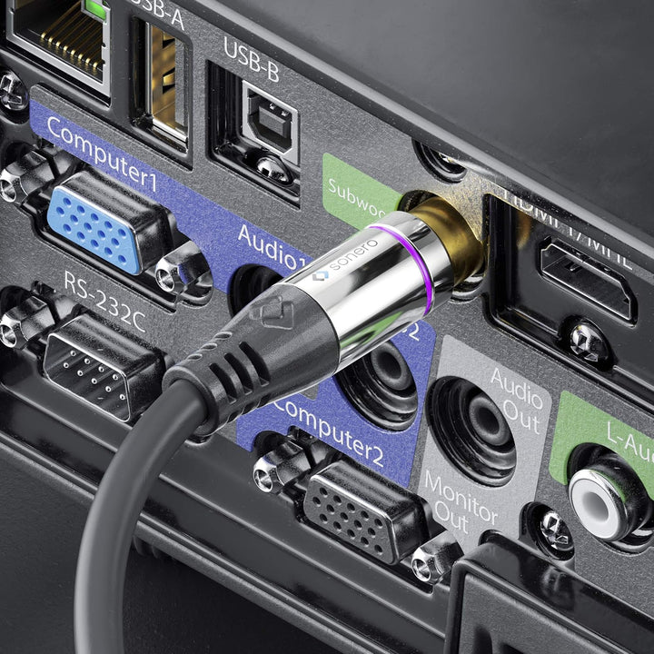 Sonero® Premium 7,50m Cinch Kabel, 1x Cinch auf 2x Cinch, Audio Y-Kabel, Subwoofer, HiFi-Anlage, Ver