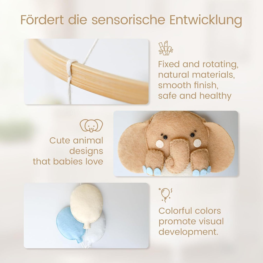 Tiere Mobile Baby Windspiele, 3D Heissluftballon Elefanten Baby Mobile für Bett, Babybett Mobile Wic