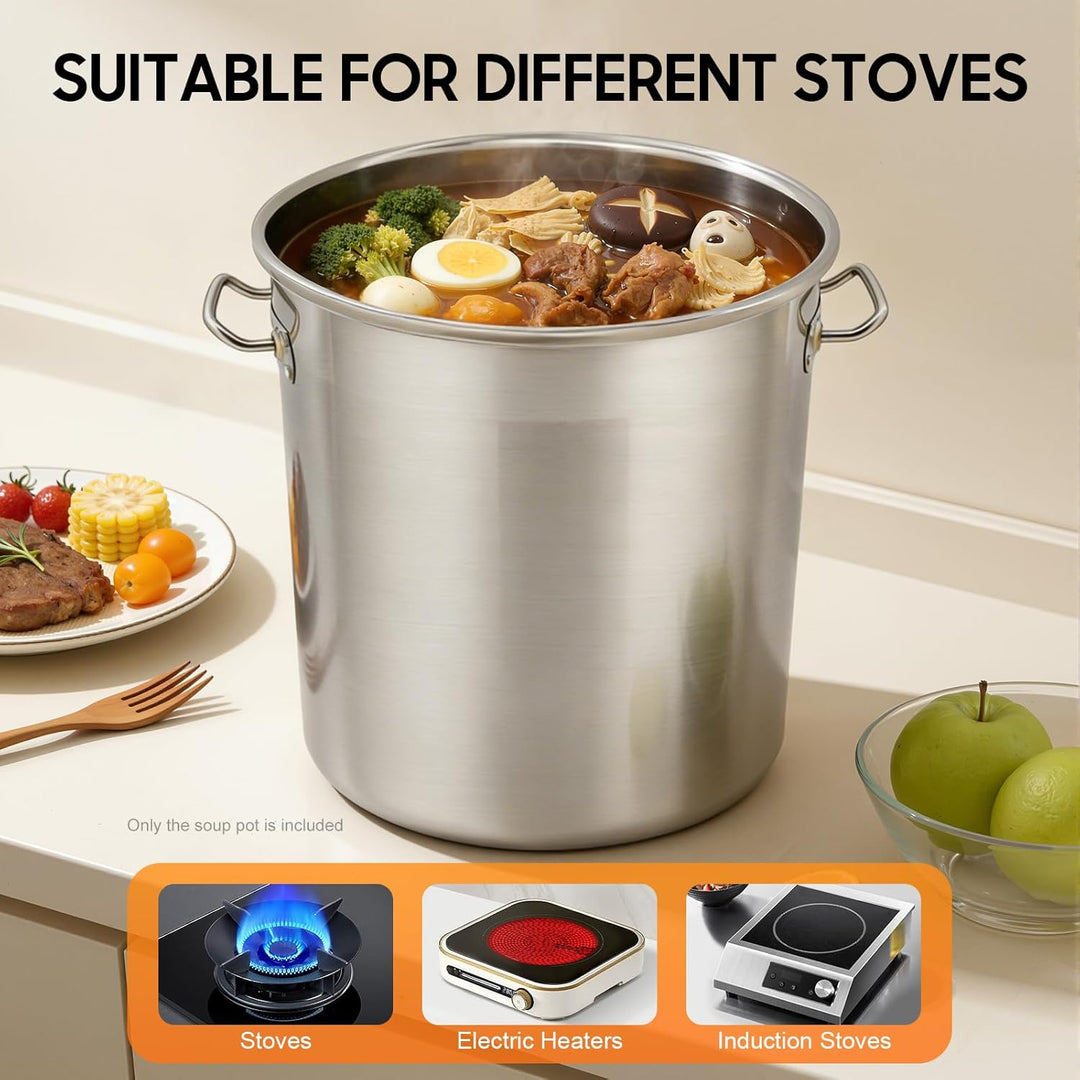 Gastronomie Kochtopf Suppentopf,35L/50L/70L/100L Edelstahl Kochtöpfe,Suppentopf mit Deckel,Grosser T