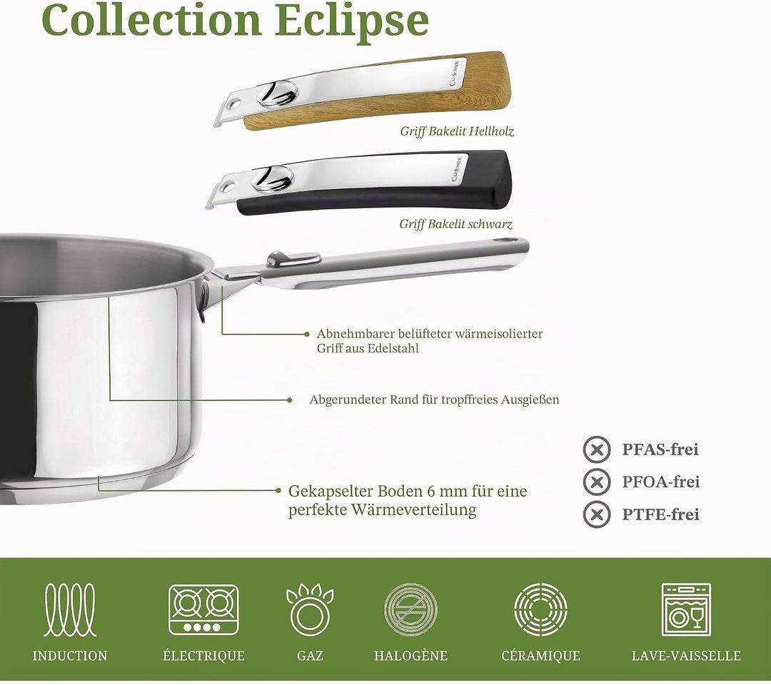 Cuisinox - Eclipse - Wok 28 cm aus Edelstahl - verkapselter Boden - für alle Herdarten einschliessli