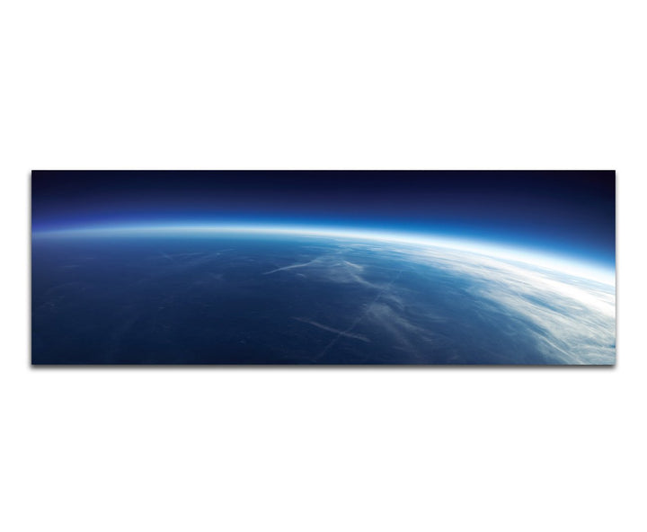 Paul Sinus Art Panoramabild auf Leinwand und Keilrahmen 120x40cm Weltraum Planet Erde Draufsicht Fot
