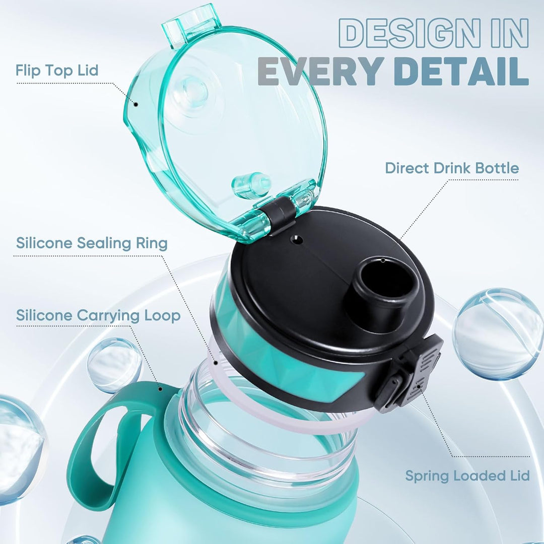 Trinkflasche 1L Sport Wasserflasche [BPA Frei] Trinkflasche mit rutschfest Gummi Grip Geeignet für D