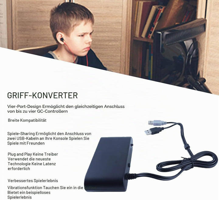 Controller Adapter für, Controller Adapter für Wii U, PC, für Switch, 4 Ports 3 in 1 Game Controller