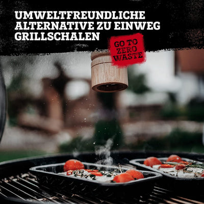 FMprofessional 2X Grillschale aus emailliertem Edelstahl by Fackelmann – Wiederverwendbare Schale fü