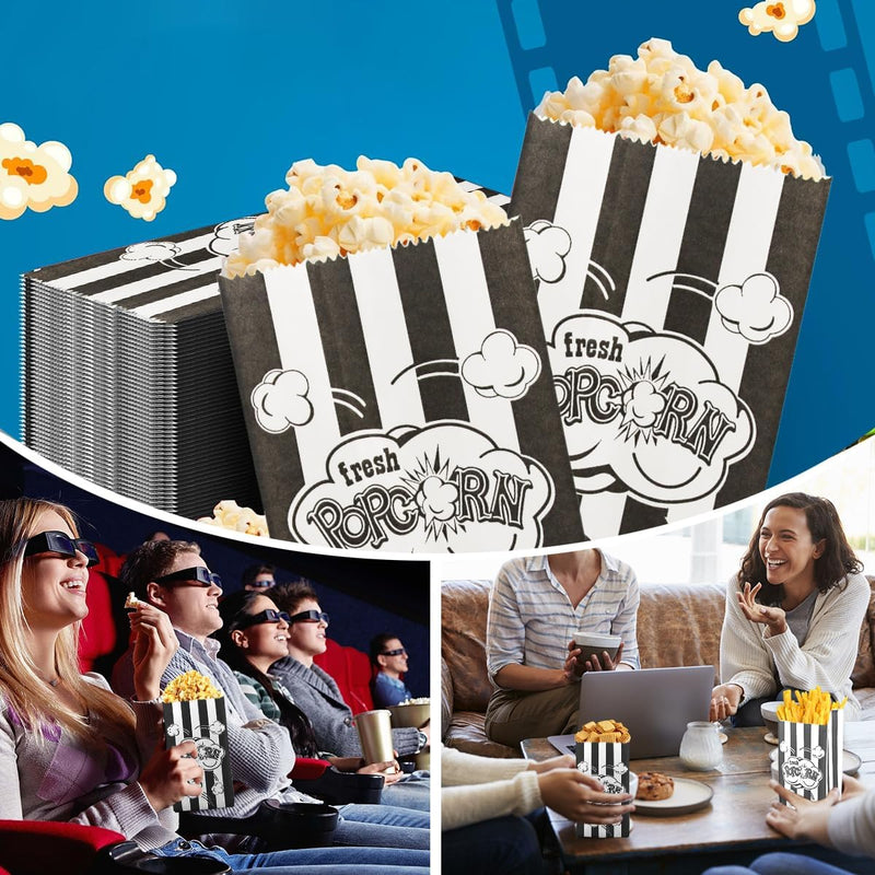 200 Stück Popcorn Tüten Klein, Popcorntüten Rote Streifen, Popcorn Papiertüten, Popcorn Behälter für