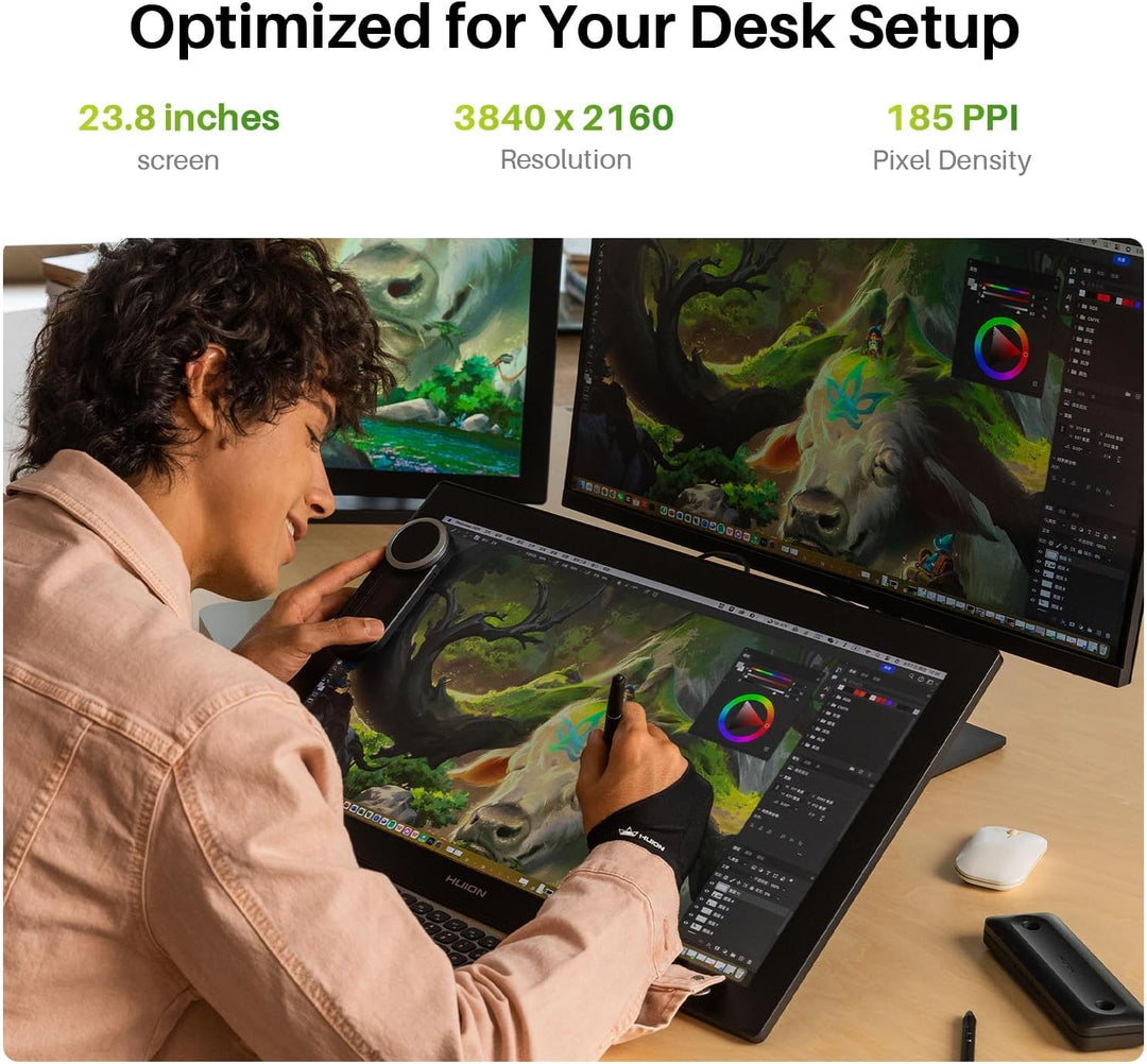 HUION Kamvas Pro 24 Gen 3 Grafiktablett mit Display, 23,8" 4K-UHD-Zeichenmonitor, 16384 Druckstufen