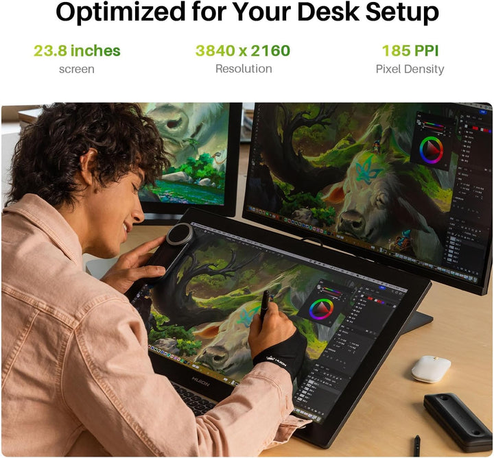 HUION Kamvas Pro 24 Gen 3 Grafiktablett mit Display, 23,8" 4K-UHD-Zeichenmonitor, 16384 Druckstufen