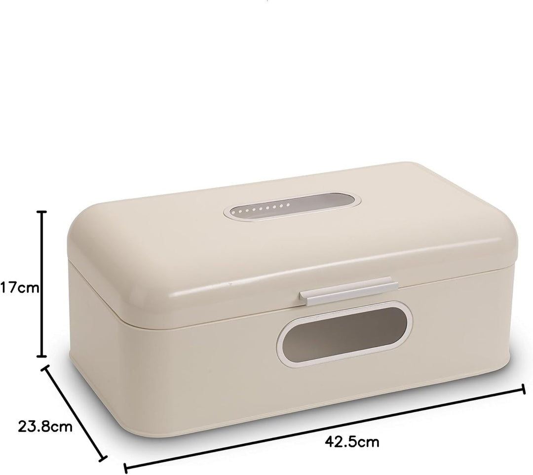 Echtwerk Brotkasten, Retro-Brotbox aus Metall mit Sichtfenster, Platzsparende Aufbewahrungsbox, Brot