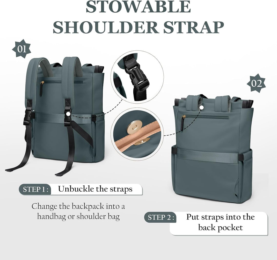 GOLF SUPAGS Convertible Laptop-Rucksack für Frauen Casual Daypack Notebook Tote Bag für Arbeit Hochs