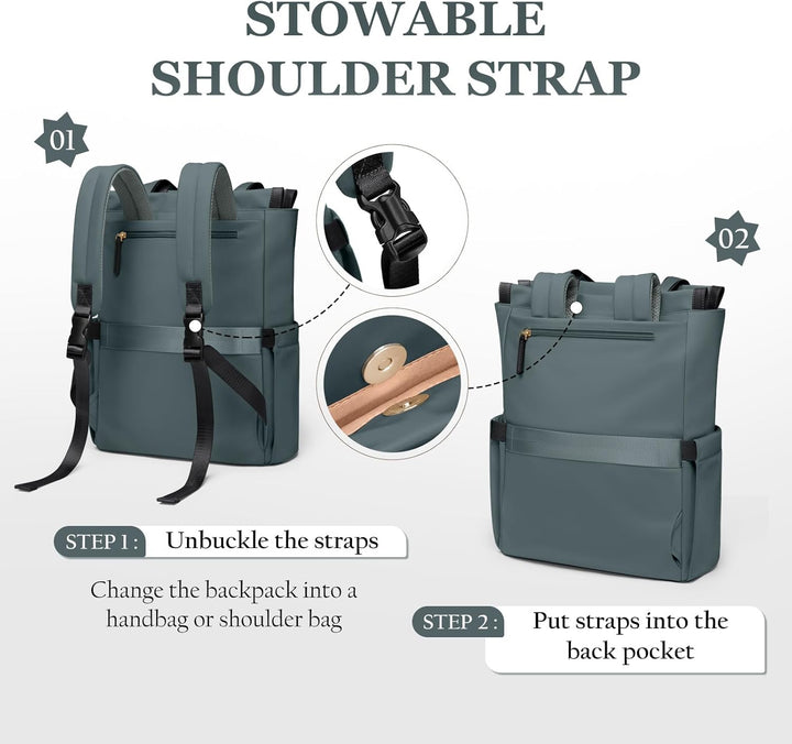 GOLF SUPAGS Convertible Laptop-Rucksack für Frauen Casual Daypack Notebook Tote Bag für Arbeit Hochs