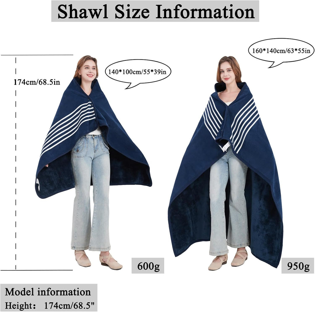 SIVENKE Damen Poncho Fleece Tragbare Decke, Karierte Schossdecke Bequemer Poncho Plüschdecken Überwu