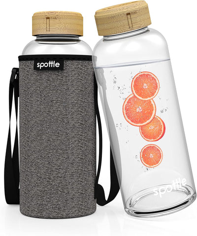 spottle Glasflasche 1,5 liter - Trinkflasche Glas 1 5 l mit Bambus-Deckel - Glass bottle - Wasserfla