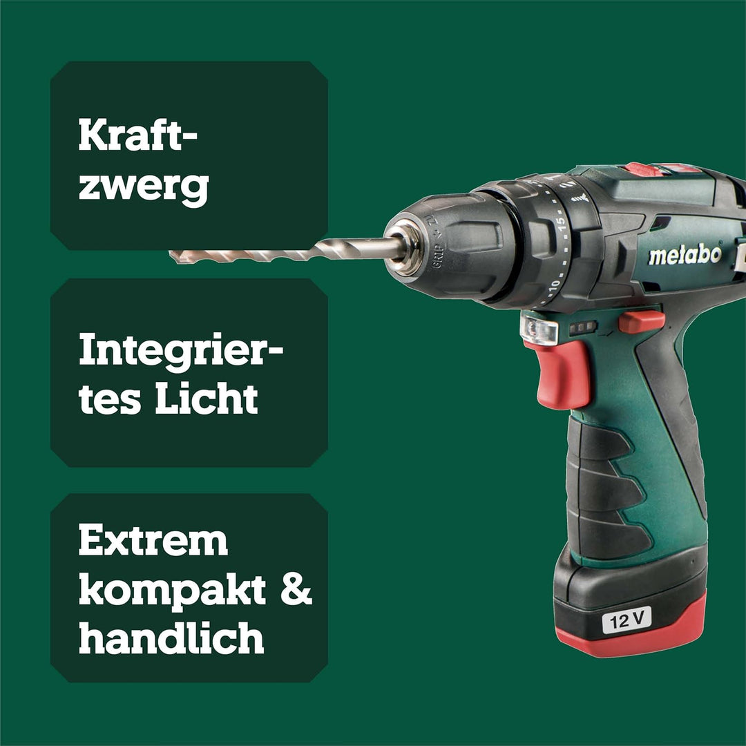 Metabo Akku-Schlagbohrschrauber PowerMaxx SB Basic (600385500) 12V 2x Li-Ion; Ladegerät LC 40; Kunst