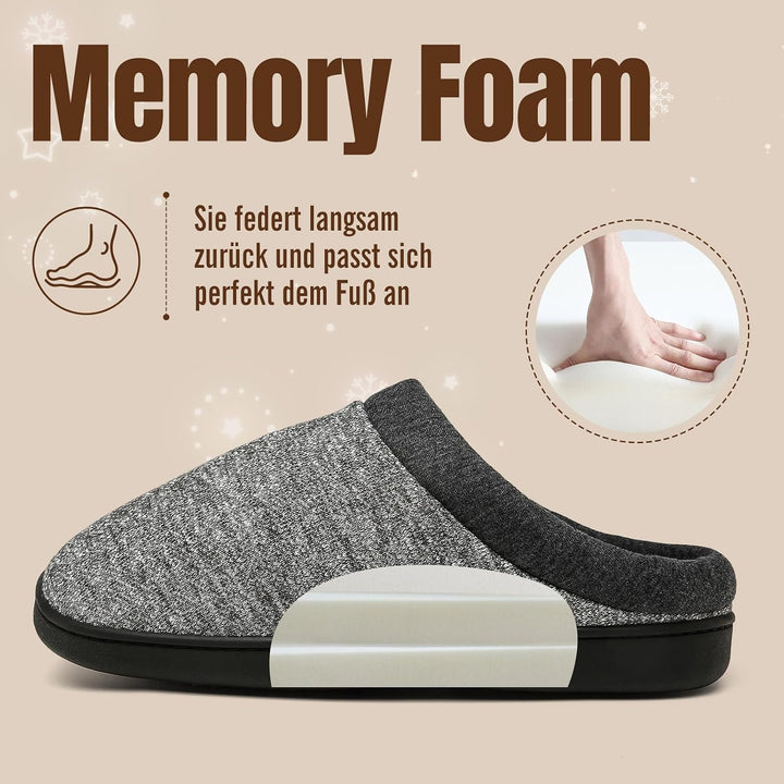 Mishansha Herren Damen Warme Hausschuhe Winter Memory Foam Plüsch Pantoffeln Rutschfest Slipper,Gr.3