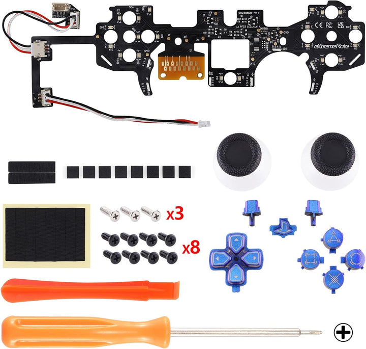 eXtremeRate DTF LED Kit für ps5 Controller BDM-030/040, Ersatz leucht D-Pad Thumbstick Share/Option/