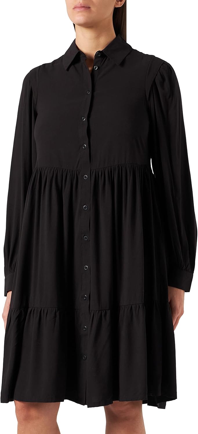 Q/S designed by - s.Oliver Damen Kleid Kurz Regular Fit Dress 36 Grau/Schwarz, 36 Grau/Schwarz
