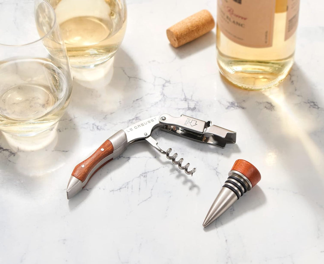 Le Creuset Kellnerkorkenzieher und Verschluss - Geschenkset, GS 190, Kunststoff, Holz, 5981401220956