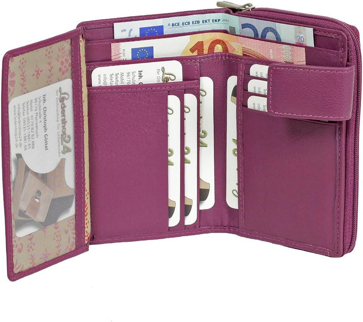 Branco Leder Geldbörse Portemonnaie Damenbörse Damen Lang Geldbeutel Berry, Berry