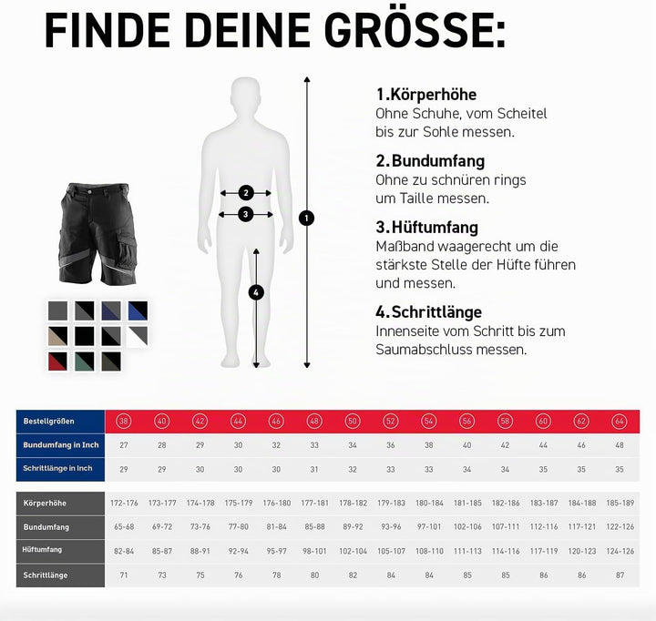KÜBLER ACTIVIQ Arbeitsshorts schwarz, Grösse 40, Herren-Arbeitsshorts aus Mischgewebe, leichte Arbei