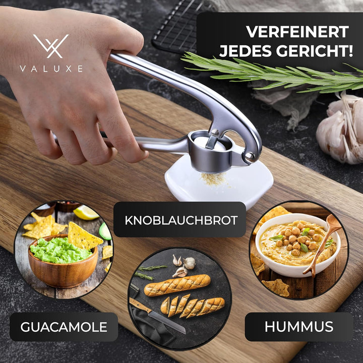 VALUXE® Knoblauchpresse gross spülmaschinenfest mit kraftvoller Hebelwirkung - Praktische Knoblauch-