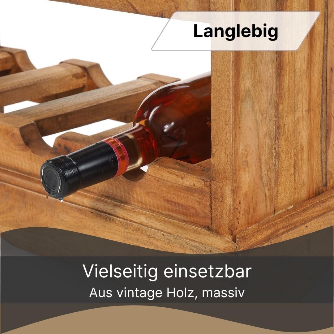 DESIGN DELIGHTS rustikales WEINREGAL Cortez 85 | 85x55cm(HxB) Massivholz | Flaschenregal, Weinflasch