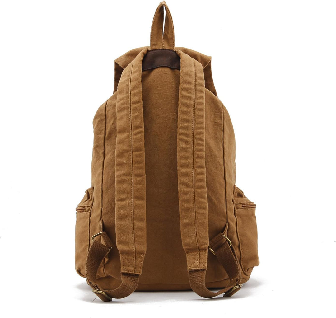 Canvas Rucksack, Herren Damen Vintage Rucksäcke Retro Schulrucksack Wanderrucksack Reisetasche Gelb,
