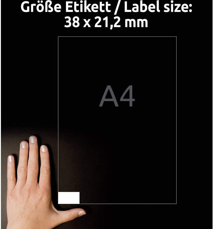 AVERY Zweckform 6121 Universal Etiketten (1.625 plus 325 Klebeetiketten extra, 38x21,2mm auf A4, Pap