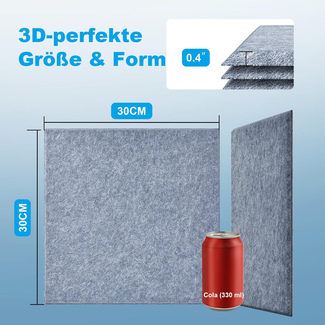 Akustikplatten selbstklebend 30x30cm |Akustikplatten| 12x Premium-schallschutz 9mm für Podcast-Aufna