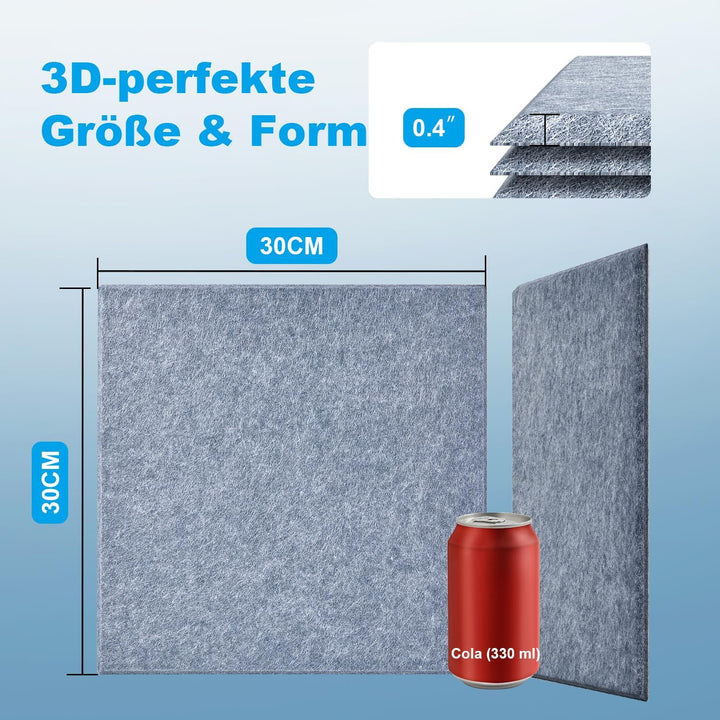 Akustikplatten selbstklebend 30x30cm |Akustikplatten| 12x Premium-schallschutz 9mm für Podcast-Aufna