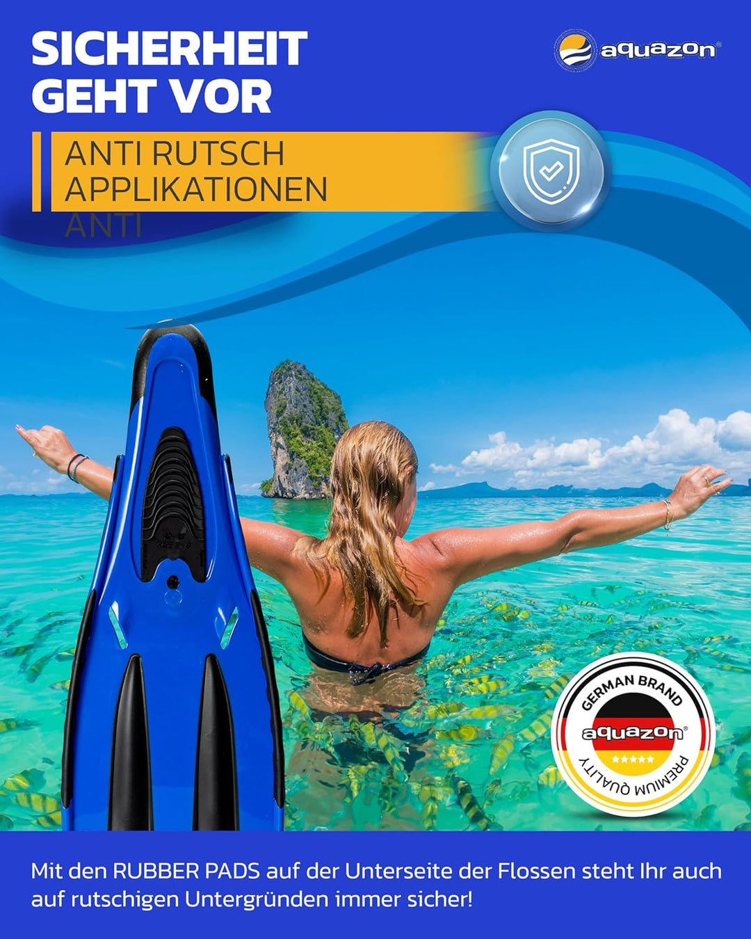 AQUAZON Adventure professionelle Flossen, Schnorchelflossen, Taucherflossen, Schwimmflossen für Erwa