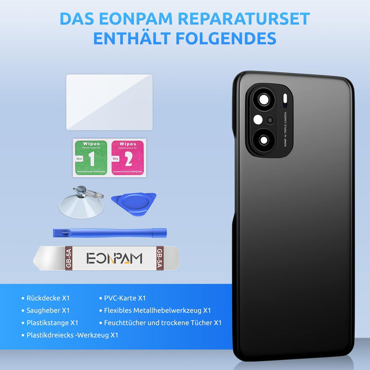 Eonpam Akkudeckel für Xiaomi Poco F3 Rückseite Glas Original Backcover Back Glas Ersatz Reparatur Se