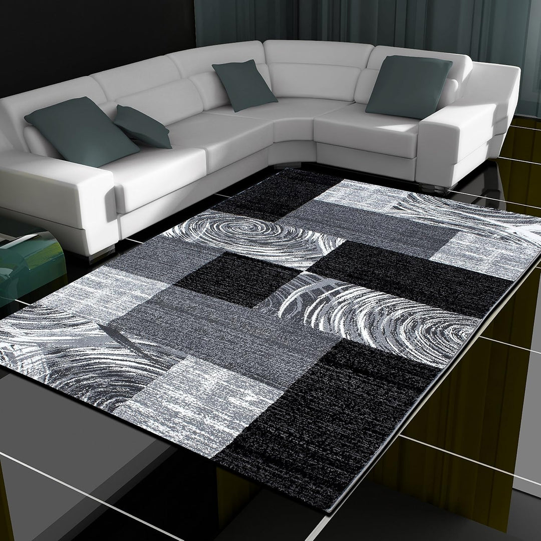 Teppich Wohnzimmer 80x150 cm Läufer Flur Braun Kurzflor Kariert Design - Teppich Schlafzimmer, Esszi