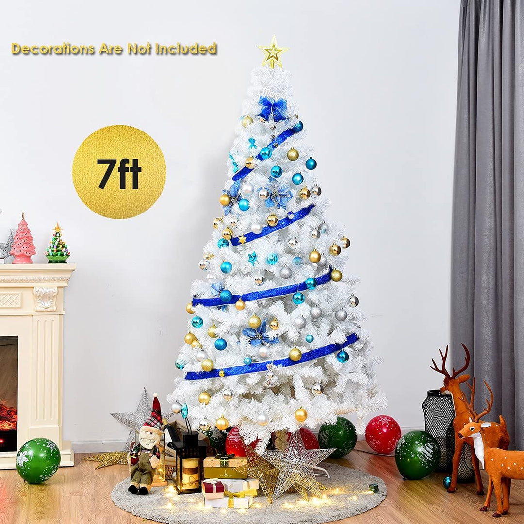 RELAX4LIFE Weisser künstlicher Weihnachtsbaum 150/180/210/240cm, Tannenbaum Christbaum, inkl. Metall