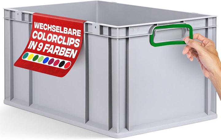 aidB Eurobox NextGen 2.0 - 600x400x320mm - Stapelbare 65L Kunststoffbox mit geschlossenen Griffen -
