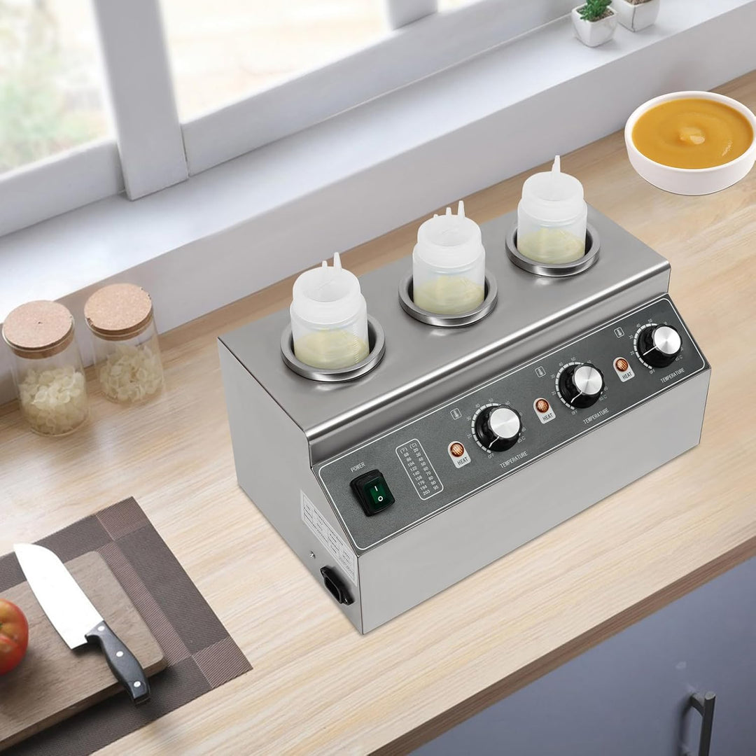 Elektrischer Sossenwärmer Kommerziell, DREI-Flaschen-Käsedispenser für Gastronomie, Saucenstation mi