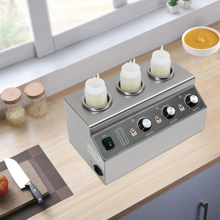 Elektrischer Sossenwärmer Kommerziell, DREI-Flaschen-Käsedispenser für Gastronomie, Saucenstation mi