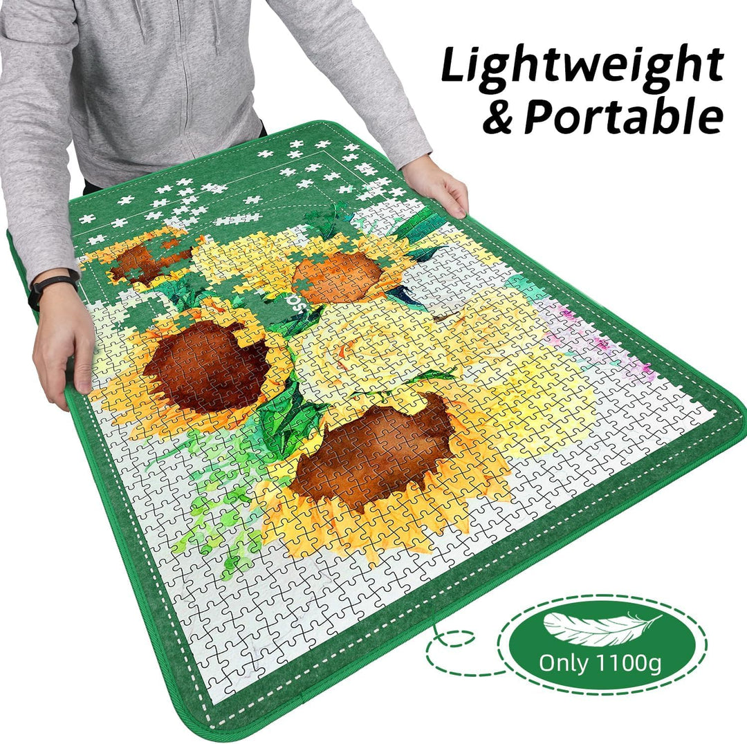 MOZOOSON Faltbares Puzzlebrett 1500 Teile, Tragbare Puzzlematte mit Staubdichter & 8 Puzzle Sortiere