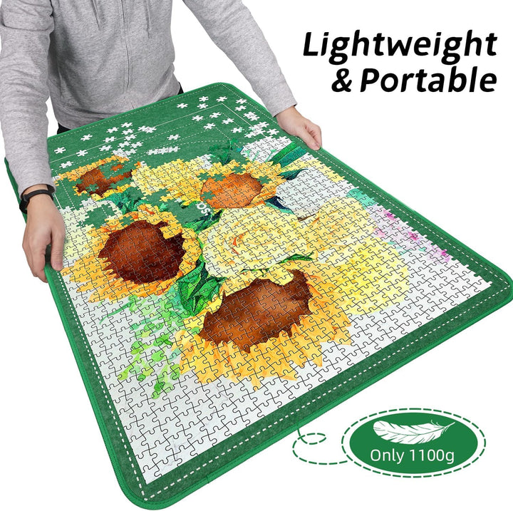 MOZOOSON Faltbares Puzzlebrett 1500 Teile, Tragbare Puzzlematte mit Staubdichter & 8 Puzzle Sortiere