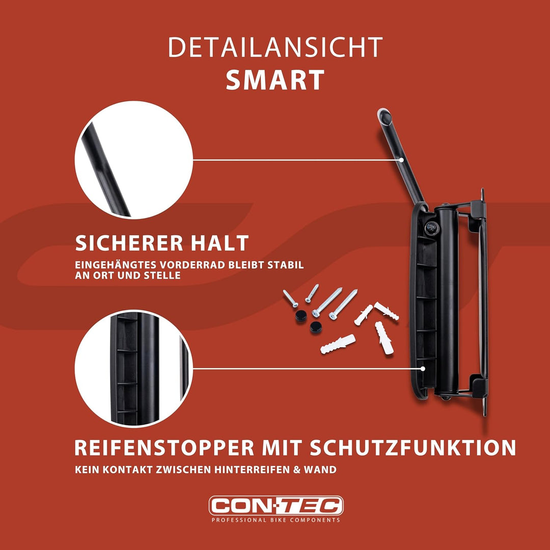 CONTEC Wandpräsenter smART, 30kg, aus Stahl und festen Kunststoff, inkl. Befestigungsmaterial, Fahrr