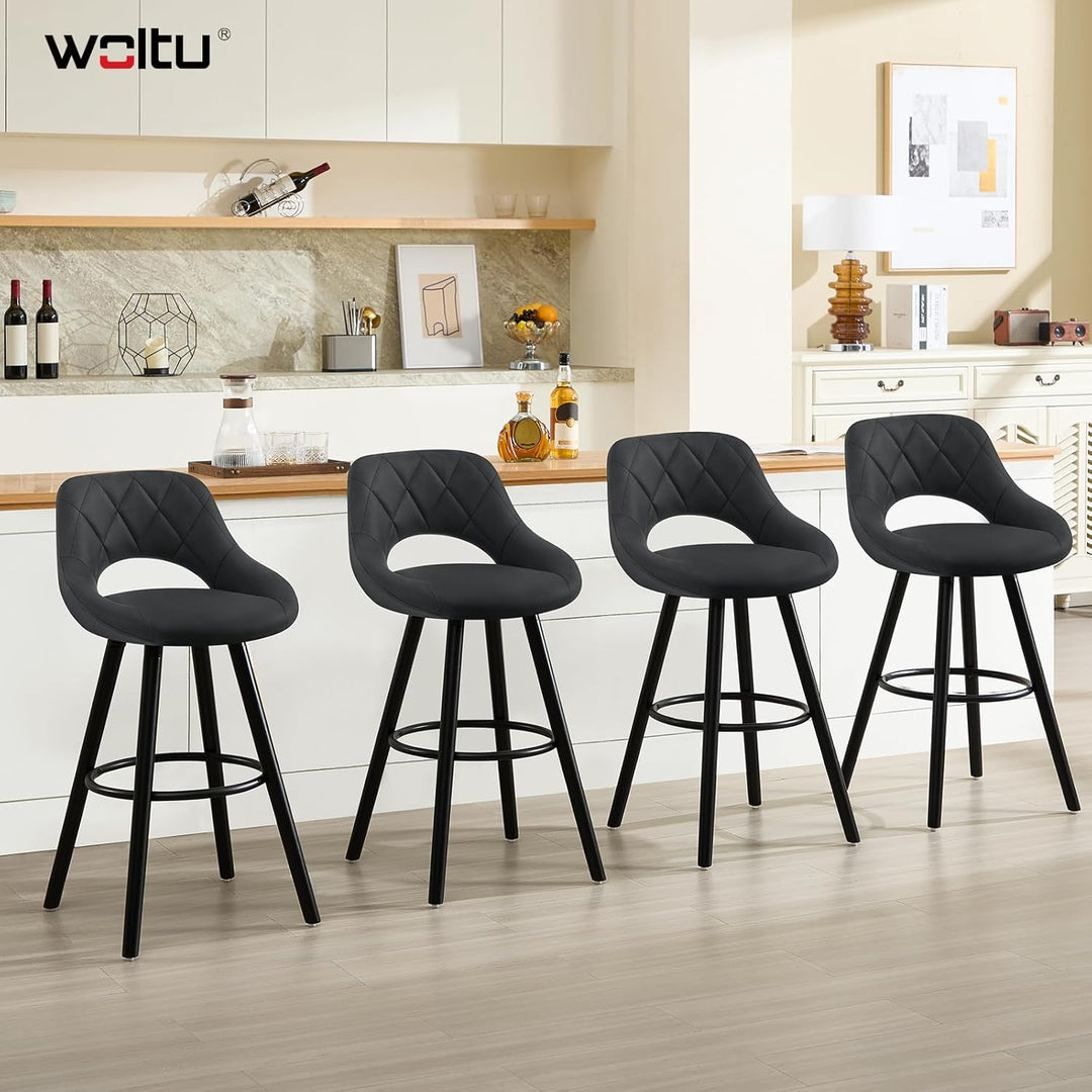 WOLTU Barhocker 2er Set, Barstuhl Küchenhocker Thekenhocker, Hocker mit Rückenlehne Fussstütze, aus