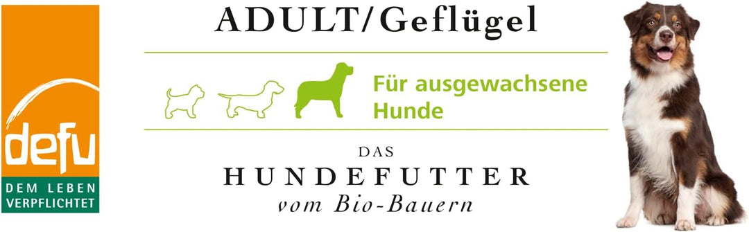 defu Hund | Adult Bio Geflügel | Premium Bio Trockenfutter | Hundefutter für ausgewachsene Hunde (3x