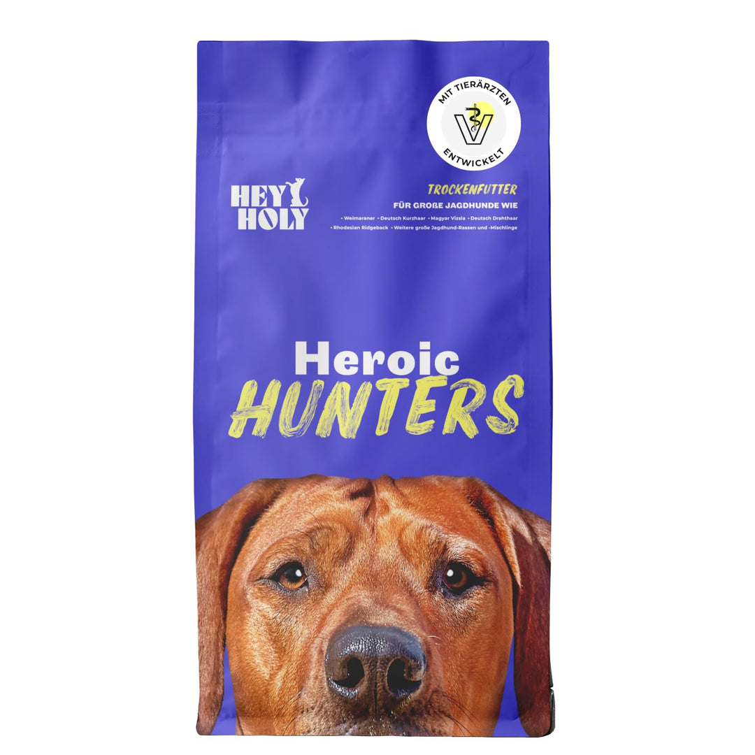 HEY HOLY Premium Trockenfutter für grosse Jagdhunde getreidefrei | 7kg Hundefutter für ausgewachsene