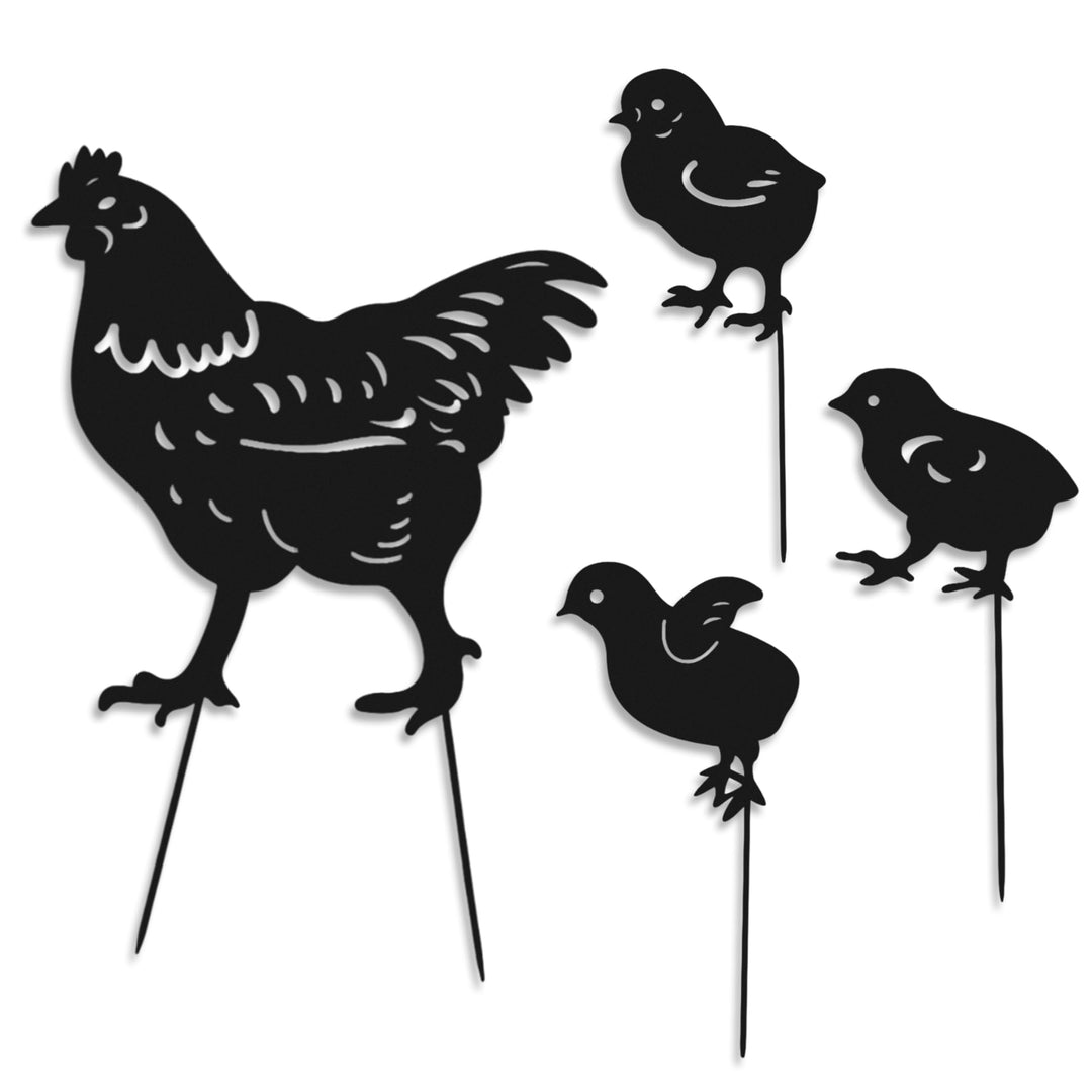 Gartenstecker - Metall Huhn - Rostfiguren für den Garten - Rostige Tiere - Dekorative Tiere für den