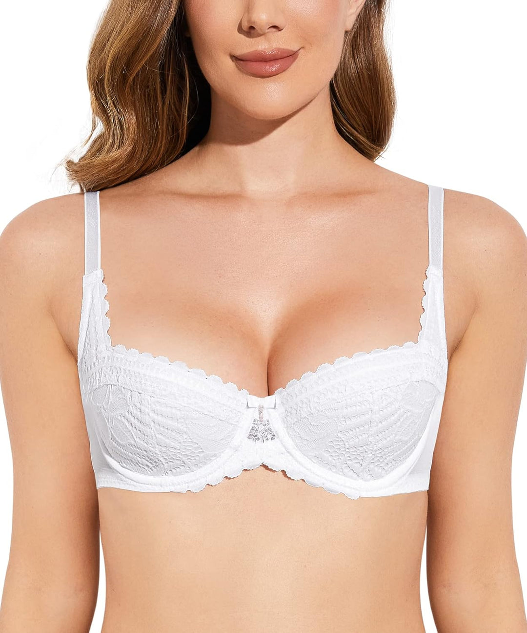 Deyllo Push up BH Damen mit Bügel Spitzen Balconette Dirndl BH Comfy Schalen Lingerie Sexy Demi Cup